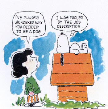 Lucy and Snoopy cartoon - job description